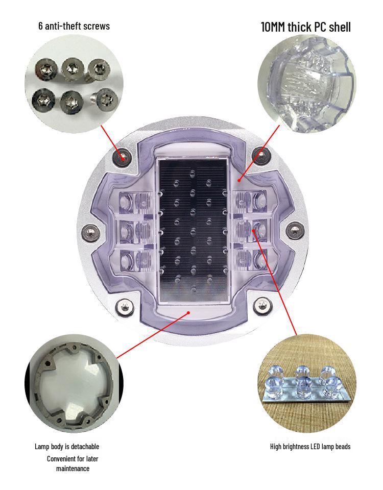 Double-Sided Solar Aluminum Road Stud Light - Reflective Highway Marker for Safety & Guidance