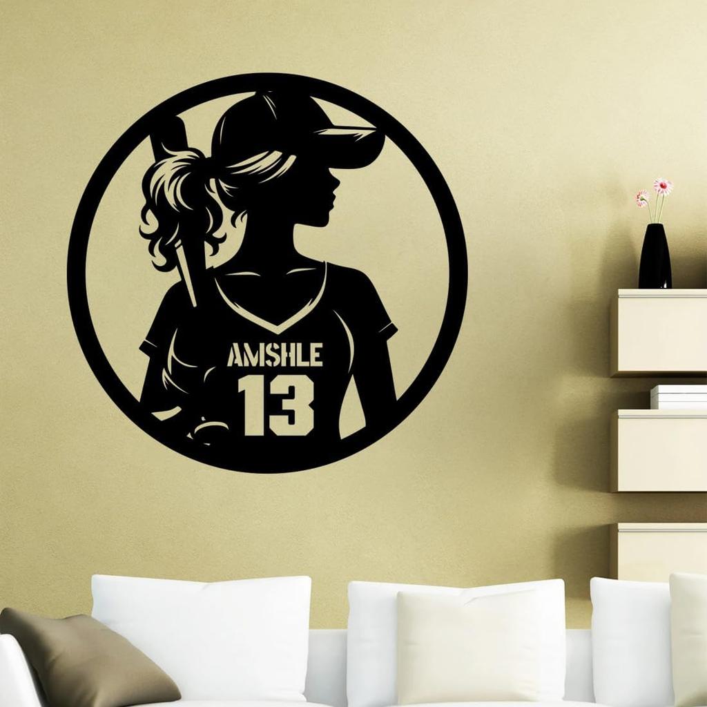 Personalized Baseball Player Wall Decal Custom Name Number Sports Wall Decal Sport Player Jersey Decal Sticker Gifts for Baseball Lover Decor for