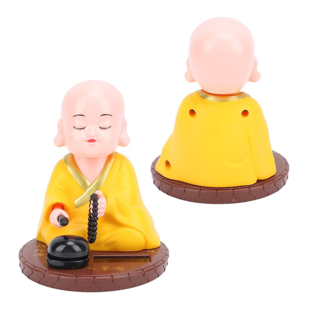Malá solární figurka mnicha Vtipná automaticky kývající klepající čínská soška mnicha Hračka Ozdoba na palubní desku auta Dekorace na stůl