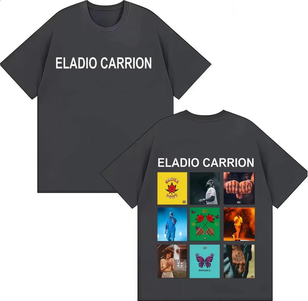 Rapper Eladio Carrion Album Cover Double 2026 Spring Summer Print Harajuku Short Sleeve Toip Mens Tshirt Pop Tee Hot Sale