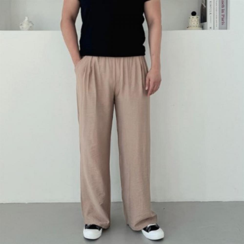 New Arrivals Open Run Unisex Semi Wide Banding Straight Pants Double Pleats