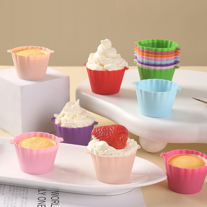 5 Pezzi Stampo per Torta in Silicone a Doppia Orecchia Rotondo Cupcake Muffin Stampo da Cottura Contenitore per Alimenti Strumento per Decorazione Torta Fai-da-te Scatola Portaoggetti
