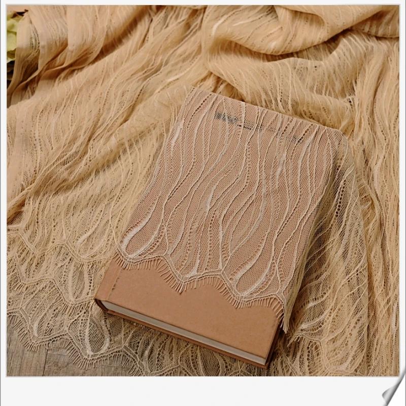 1.5x3Meters/Piece Wedding Lace Thin And Soft Wave Pattern Eyelash Lace Fabric DIY Sewing Handmade Wedding Dress Lace Material