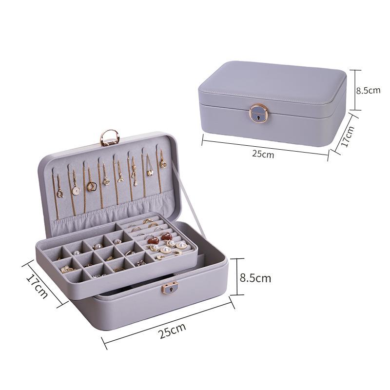 New Special Promotion Portable Pu Leather Jewellery Ring Necklace Storage Case Rectangle Travel Jewelry Box Packaging