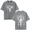 Anime Death Note Ryuk Yagami Light Vintage gewaschenes T-Shirt Herrenbekleidung Baumwoll-T-Shirt Mode Kurzarm-T-Shirts Streetwear