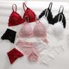 French Lace Push-Up Wireless Bra & Panty Set for Women - Sexy, High-end, Beautiful Back, Plus Size.