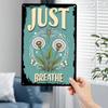 Just Breathe Metal Wall Art, 8x12 Iron Dragonfly & Butterfly Sign, Peaceful Home Yoga Decor