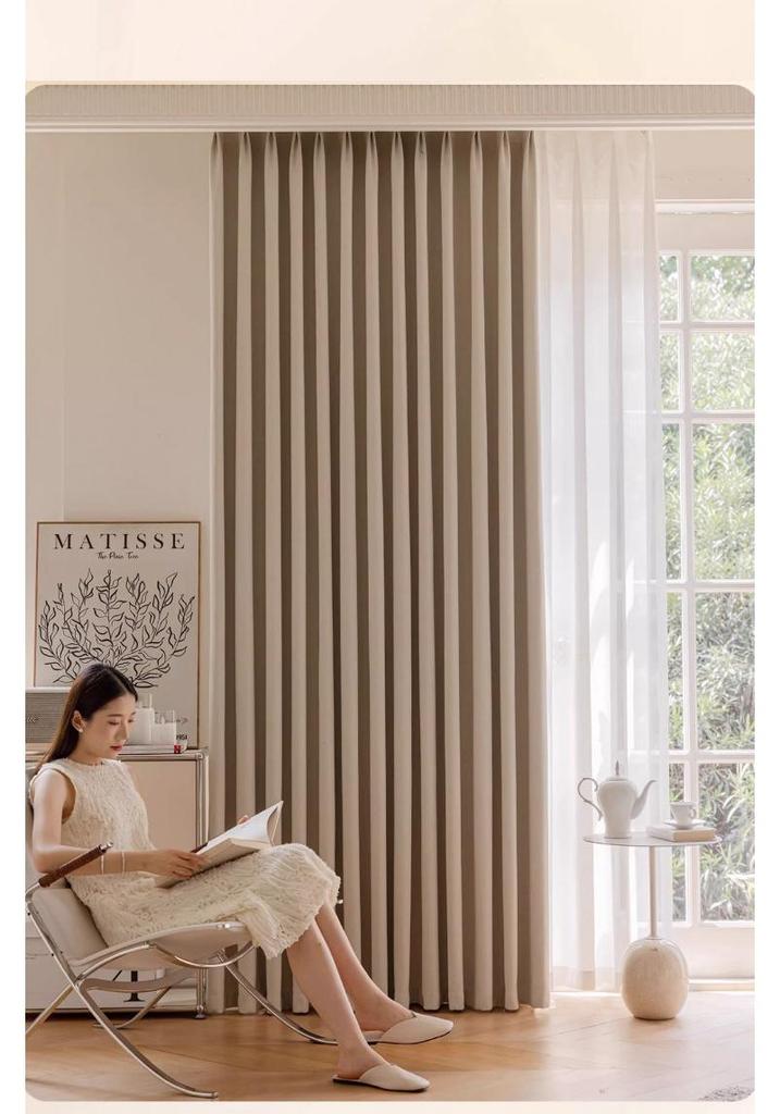 Chu Yang Double-Sided Chenille Blackout Curtain – Custom Made for Living Room or Bedroom, High-End Design, Heat Insulating, Non-Fading.