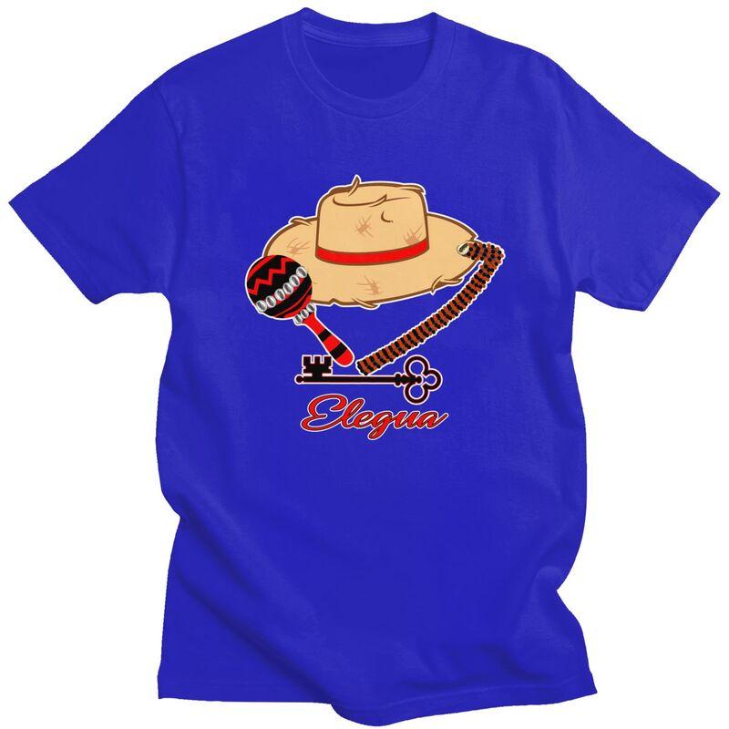 Custom Elegua Eshu Sombrero Tshirts for Men Short Sleeves Casual T Shirt Fashion Tshirt Slim Fit Pure Cotton Tees Gift