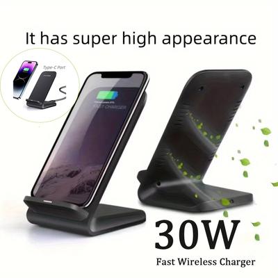 Suport Pad Încărcător Wireless Rapid 30W pentru iPhone 17 16 15 14 13 -11/XR, Samsung Galaxy S25/S26/S21/S20, Xiaomi 17 15 14, Huawei