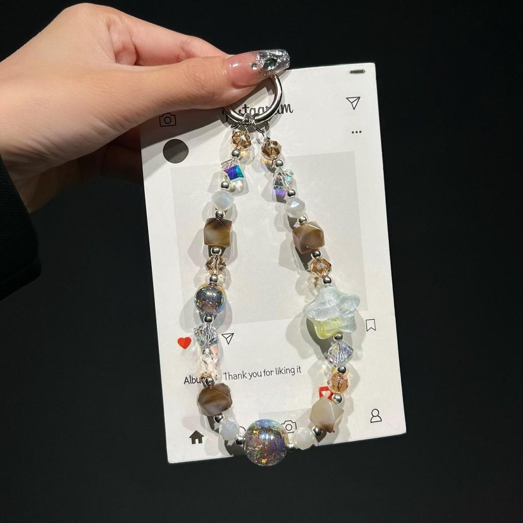 Pvc Starry Sky Beaded Phone Chain With Adjustable Wrist Strap For Women And Men