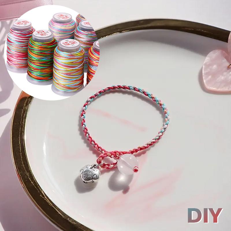 1 Bobine Fil Échoué DIY Bracelet Corde à Main Fil Coloré Dégradé Corde en Fibre Polyamide Tissage Corde Tissée 18 Brins