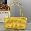 Korean Style Ins Hollow Out Woven Basket Bag Candy Color Beach Bag Handmade Straw Rattan Shoulder Handbag for Women Travel
