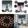 Eiffel Tower Themed Polyester Shower Curtain With Urban Night Scene For Home Improvement