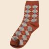 6 Pairs Harajuku College Style Women Student Crew Socks Vintage Geometric Print Casual Fashion Medium Stockings Gifts