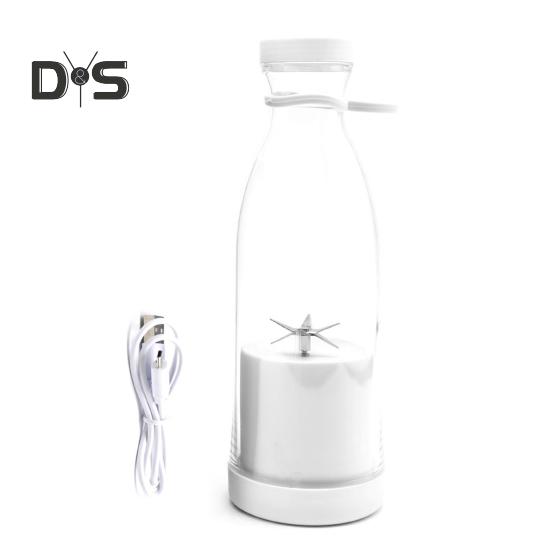 

Электрическая соковыжималка объемом 380 мл, перезаряжаемая, смузи-машина с 6 лезвиями, дорожная бутылка без бисфенола А для льда, фруктов, овощей, портативный блендер для домашнего/уличного использования белый