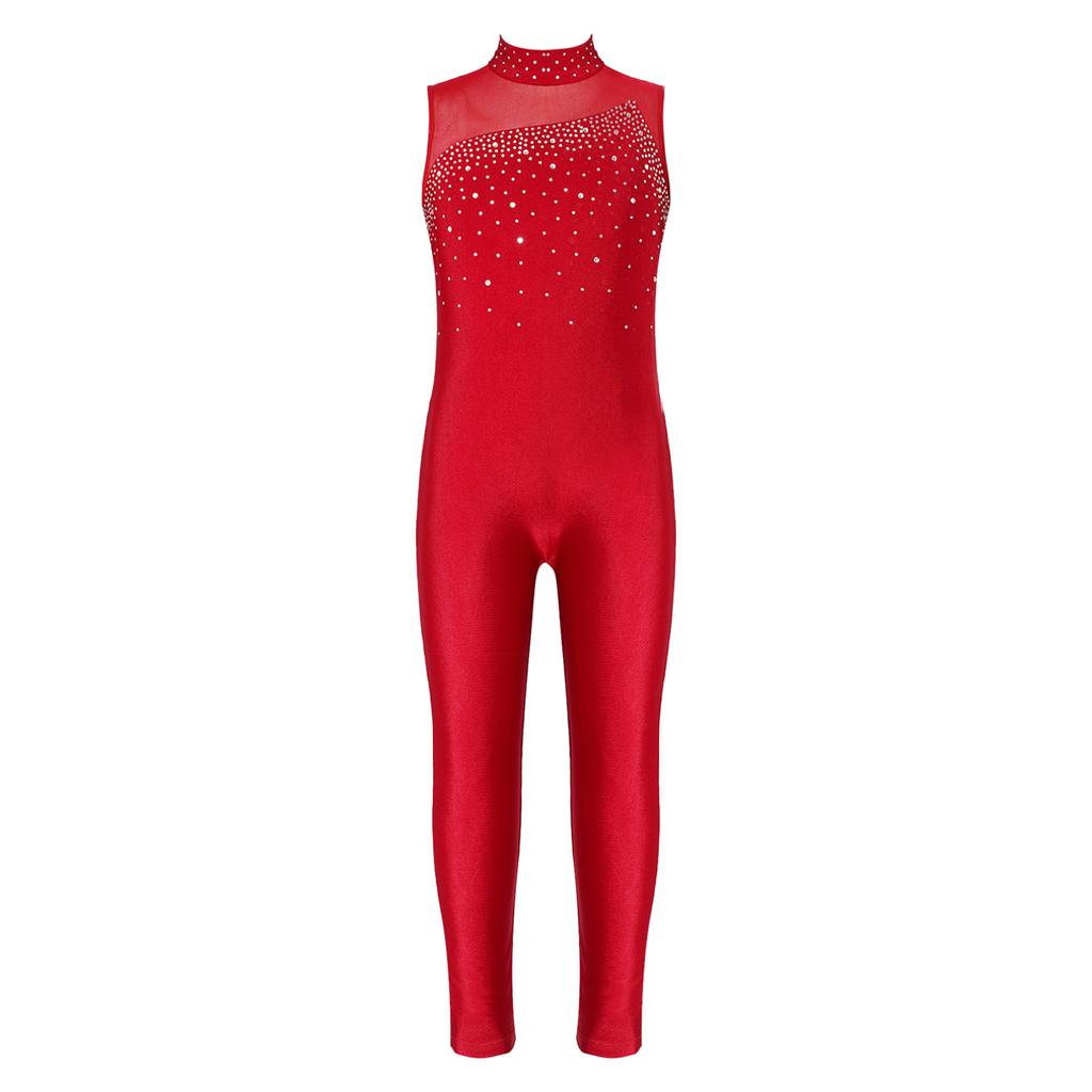 Kinder Mädchen Ballett Tanz Overall Ärmellose Strass Gymnastik Workout Tanz Trikots Eiskunstlauf Unitard Bühne Kostüme