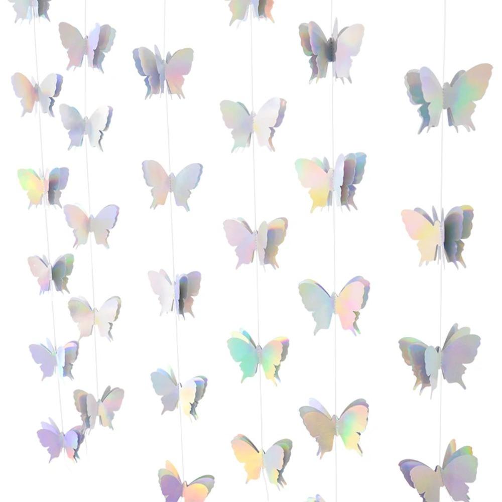 2m 3D Butterfly Paper Banner DIY Party Hanging Decoration  Wedding Birthday
