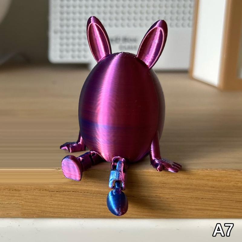 Articulated Bunny Egg Figurine Easter Decoration Movable Leg Joint Egg Statue Home Office Desktop Ornament And Gift