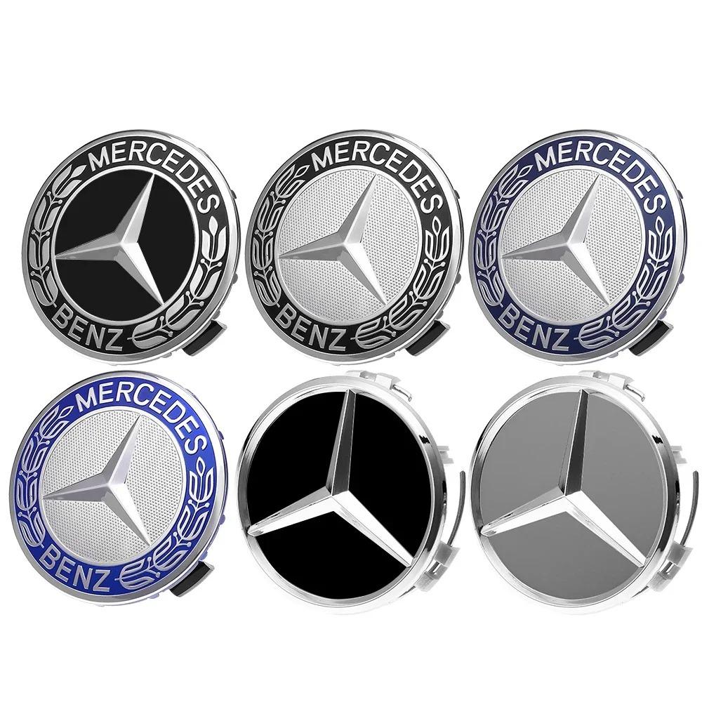 75mm 4 Stück Auto Radnabenabdeckung Emblem Abdeckung passend für Mercedes Benz modifiziertes Zubehör w204 w211 w205 W212 AMG w203