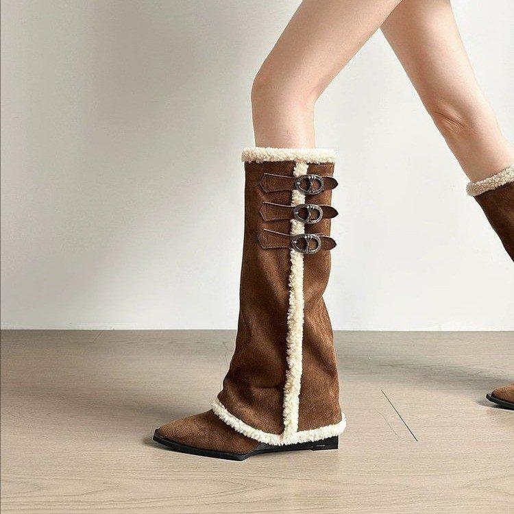 

Женские зимние легкие теплые плюшевые сапоги на толстой подошве с высоким голенищем, нескользящие, износостойкие, повседневные спортивные хлопковые сапоги 40 коричневый