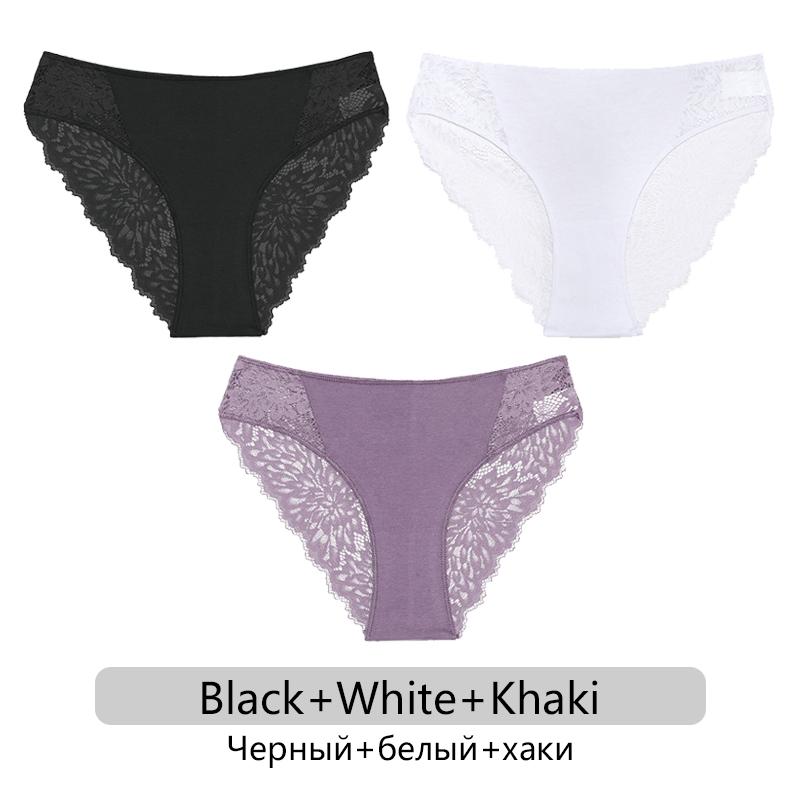 FINETOO 3ks/set Sexy krajkové kalhotky Dámské Květinové kalhotky S-XL Dámské spodky Spodní prádlo s nízkým pasem Krajkové spodní prádlo Dámské spodní prádlo 6 barev