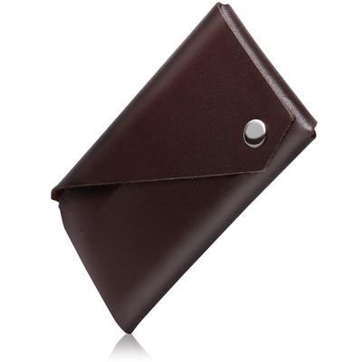 FABULO Women's Genuine Leather Coin Purse with Card Slots, 6 Colors, Thin and Small (Brown)