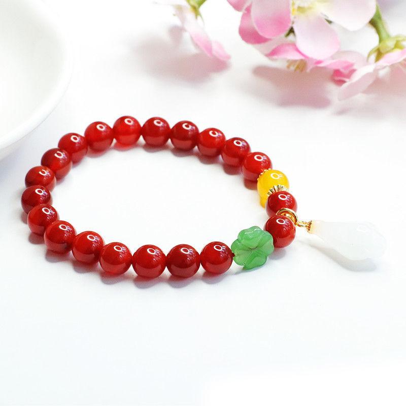 Magnolia Chalcedony & Natural Red Agate Bracelet MN2051612