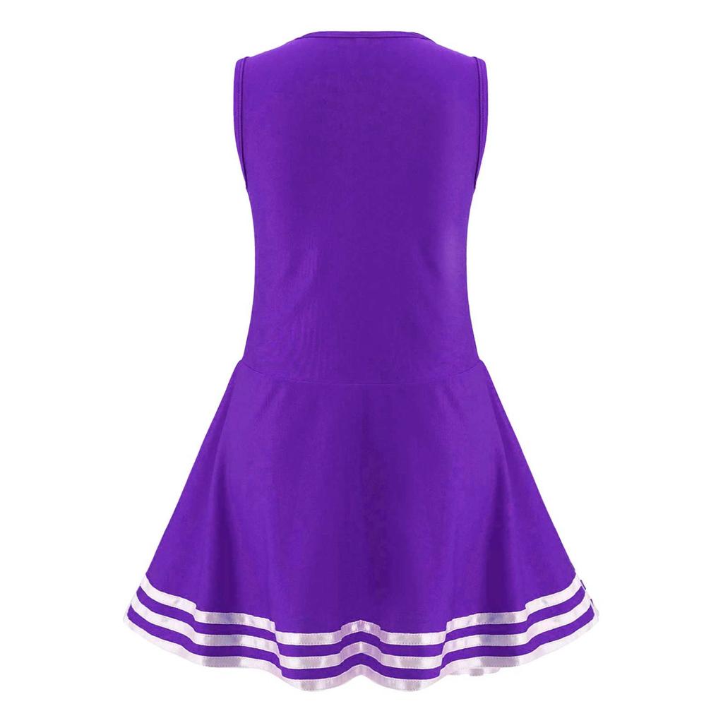 Kids Girls Cheerleading Costume School Performance Cosplay Party Clothing Sleeveless Letter Print Dress