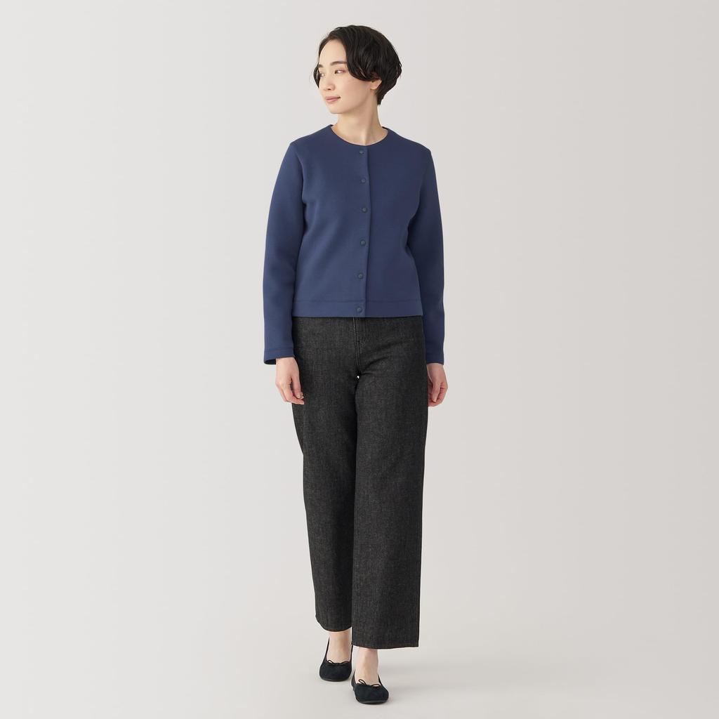 MUJI Double Knit Sweat Size BB2R1A4A Women's Cardigan, Navy, XS,