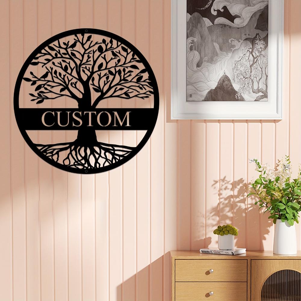 Metal Wall Art Tree of Life Custom Surname Sign for Home Garden Wedding Gift
