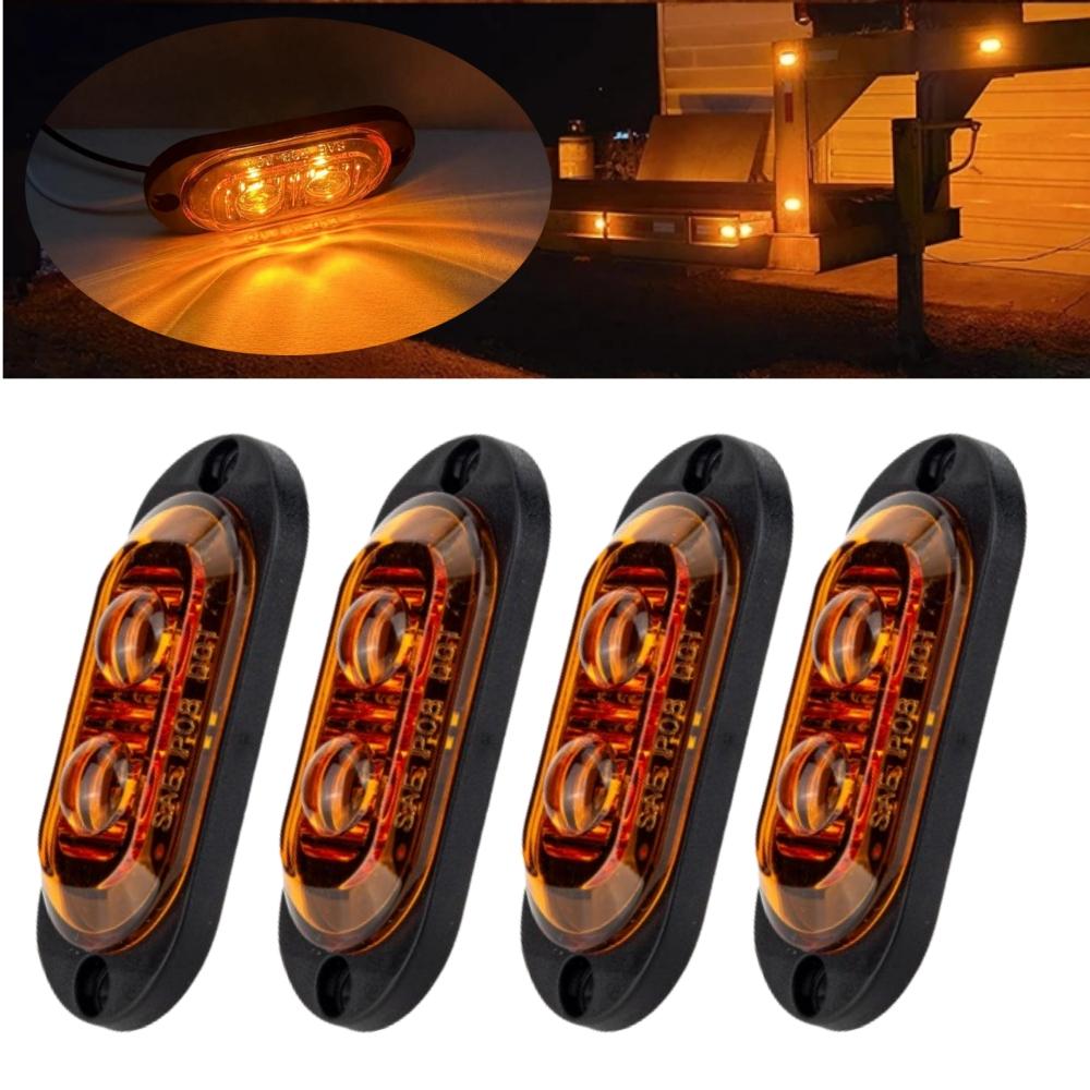 

4PCS Side Marker Light Assembly Red LED Lens Boat Trailer Lights 12v 24v Truck Lights Exterior Clearance Lights
