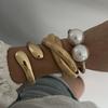 Fashion Trend Open Bracelet, Metal Texture Pearl Design Bracelet Set