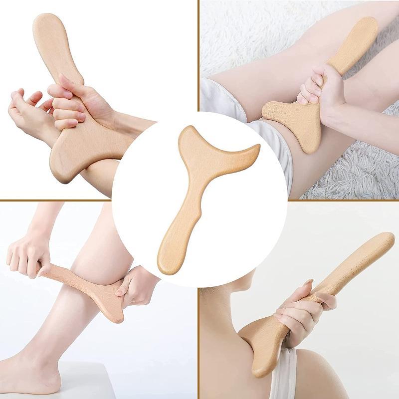 Ergonomic Wooden Massage Tool Natural Solid Wood Skin Friendly for Home Relaxation Post Work Neck Back Relief