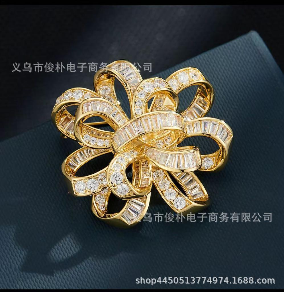 French haute couture large bow brooch corsage elegant suit pin high-end exquisite luxury pin accessories