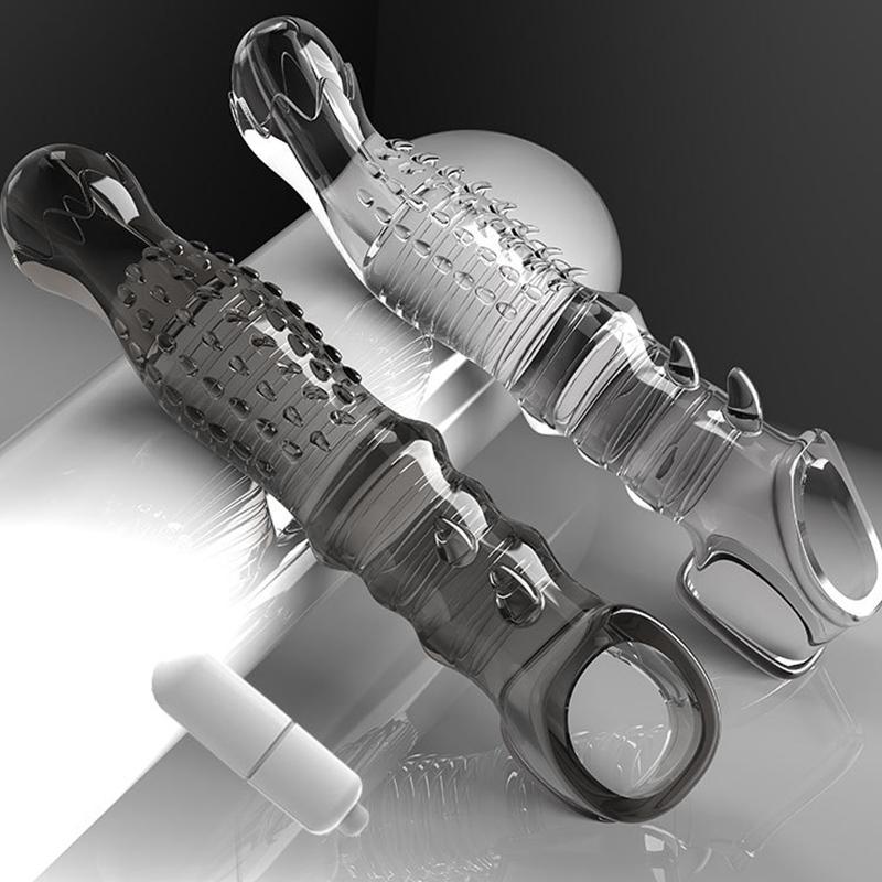 Penisvergrößerungshülse, Penisring, wiederverwendbare Kondome, Sexspielzeug für Männer, G-Punkt, Verzögerung der Ejakulation