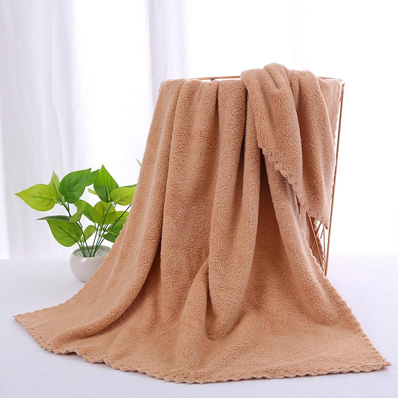 Coral Fleece Towel Bath Towel Enlarged and Thickened Soft Absorbent Lace 70*140 Quick-drying Beach Towel