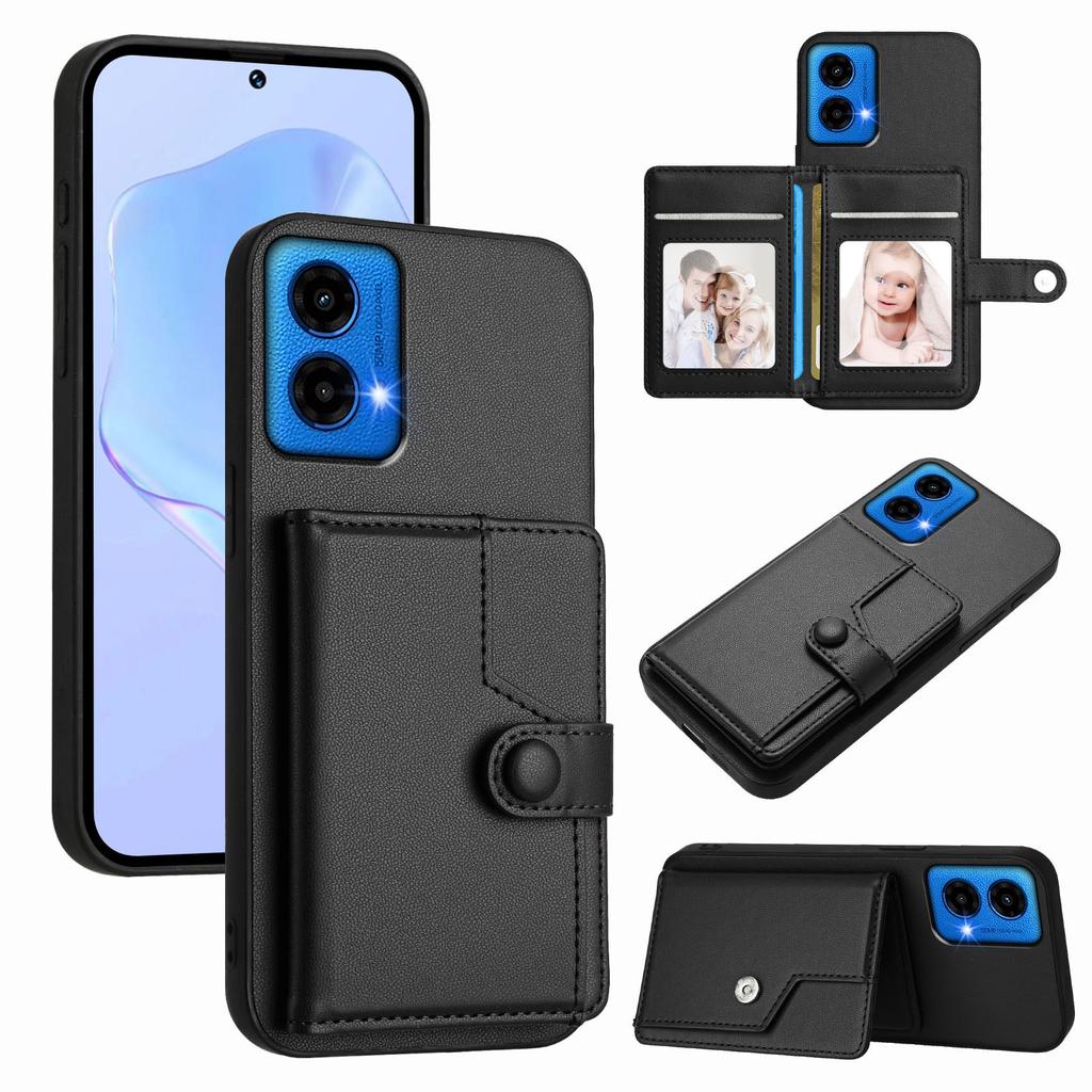 For Motorola Moto G34 5G/Motorola Moto G45 5G Case RFID Blocking Card Holder Kickstand TPU+PU Leather Phone Back Cover