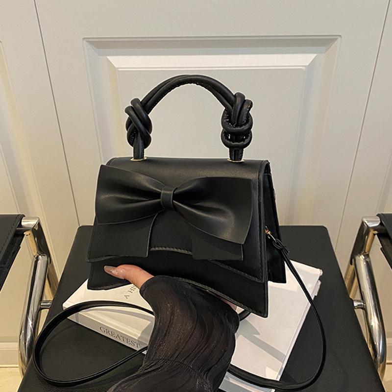 PU Solid Color Bow Casual Tote Large Capacity Commuting High Quality Women's Bags Winter New Versatile Crossbody Bags