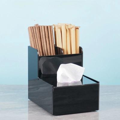 Modernes schwarzes Acryl-Aufbewahrungsregal Stäbchen Gabeln Löffel Abtropfkorb Küchenaufbewahrungsregale Einfache Taschentücherboxen Küchenutensilien