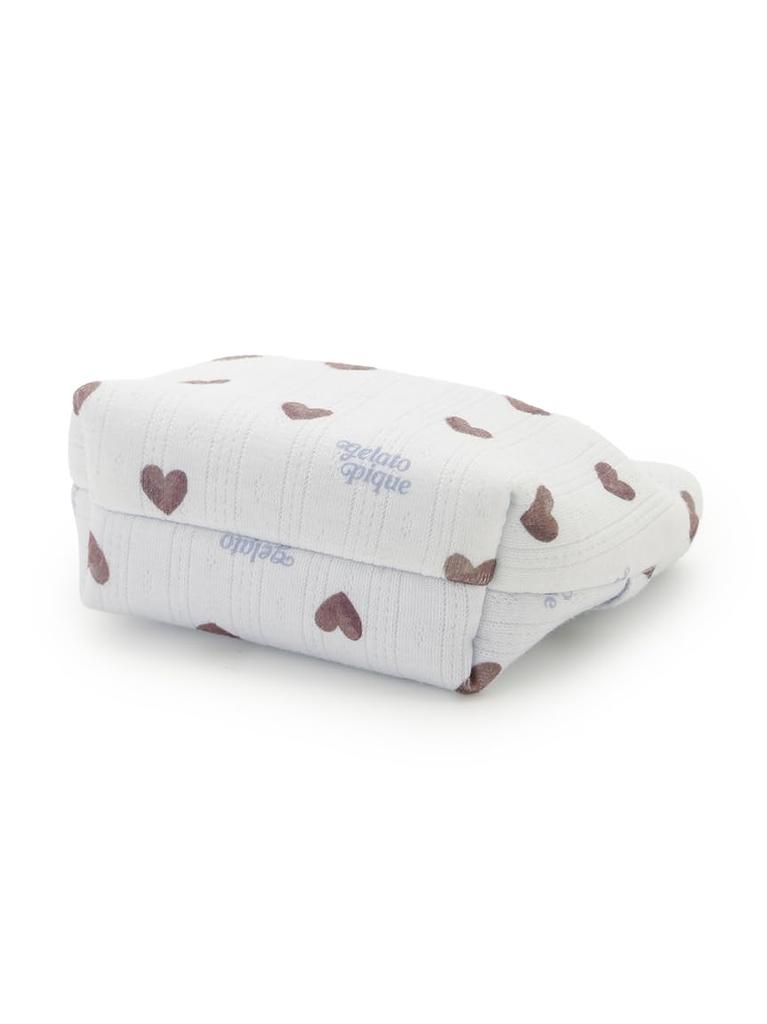Ribbed Heart Pattern Tissue Pouch PWGB262621 BLU F [Gelato Pique] Women's