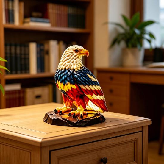 Bald Eagle Table Lamp Eagle Night Light 3D Resin American Red White Blue