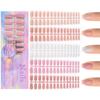 150pcs 3-IN-1 Press On Nails Nude Color Wearable Fake Nail Tips Full Cover Artificial Fingernails Almond Ballet Nail Extensions