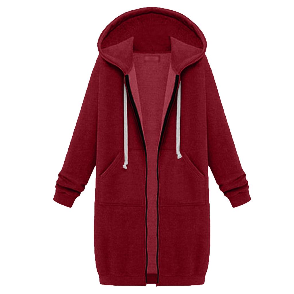 Damen Sweatshirt Verlängert Locker Langärmlig Kapuzenjacke Mit Taschen