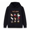 Kids Boys Girls Christmas Cat Cartoon Print Hoodie, Casual Long Sleeve Pullover Sweatshirt for Holiday Daily Wear