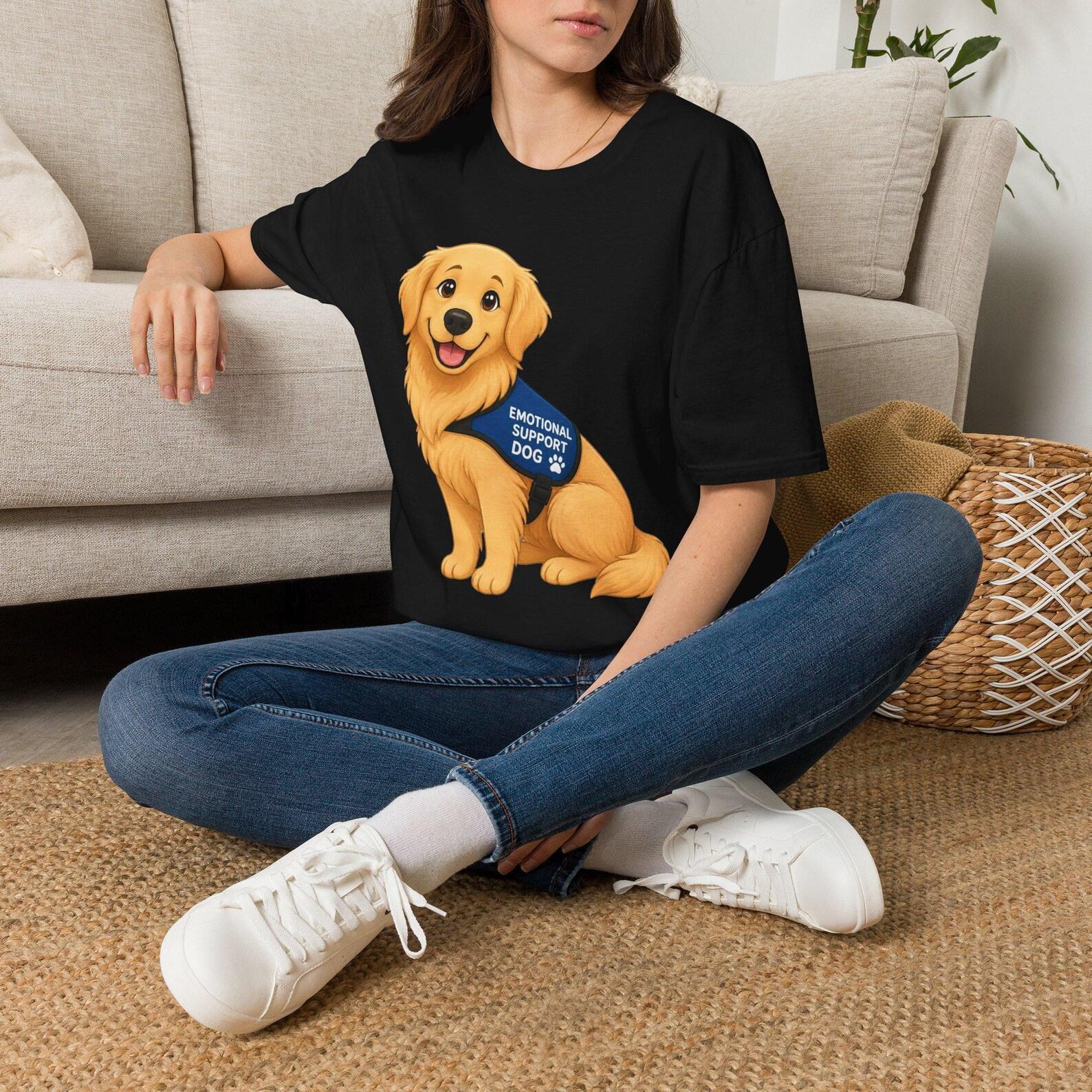 Emotional Support Dog Shirt, Golden Retriever Tshirt, Therapy Dog Mom Tee, Service Dog Shirt, Dog Lover Gift 4XL