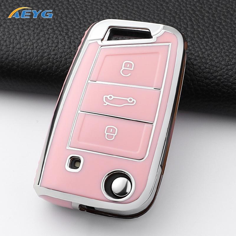 

For Vw Volkswagen Golf 7 Mk7 Tiguan Mk2 For Seat Ateca Leon Fr 2 Ibiza For Skoda Octavia Car Key Case Cover Interior Accessories