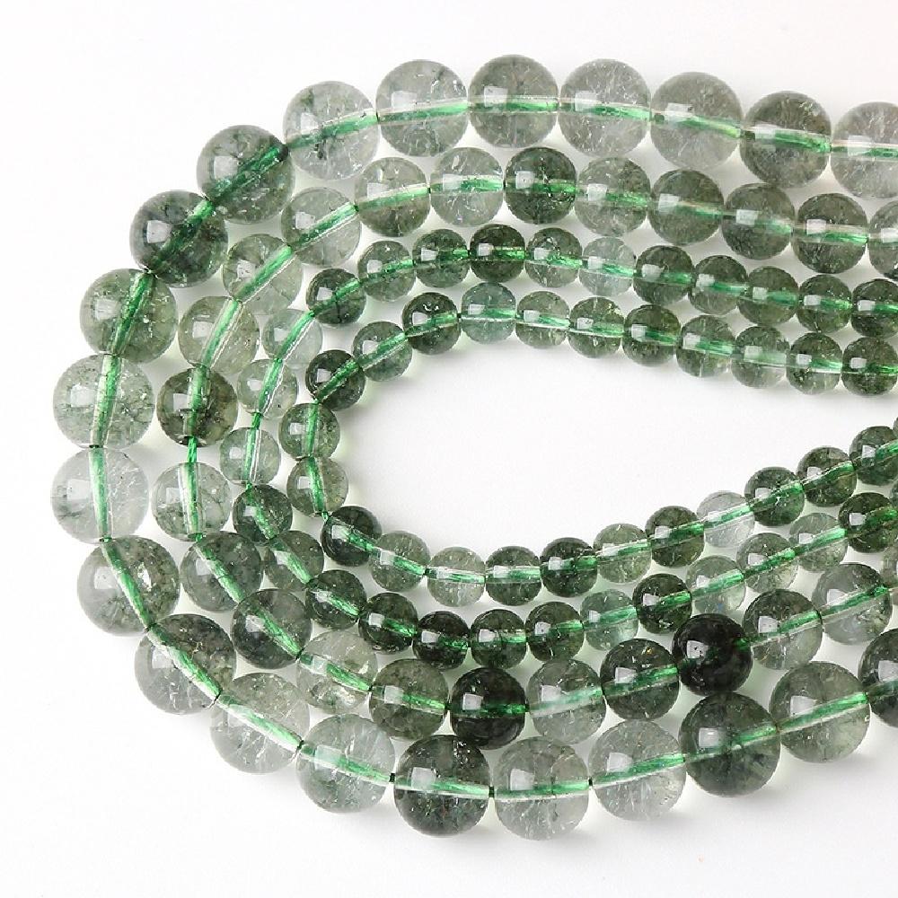 Grüne Rissige Kristallquarz Onyx Steinperlen 15" Strang Glatte Lose Zwischenperlen 4/6/8/10/12mm für Schmuckherstellung DIY Armbänder Zubehör