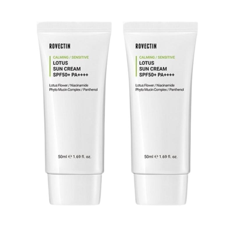 Rovectin Calming Lotus Sun Cream 50ml SPF50+ PA++++ Hydrating Lightweight Vegan Sunscreen Non-Sticky Fresh Finish