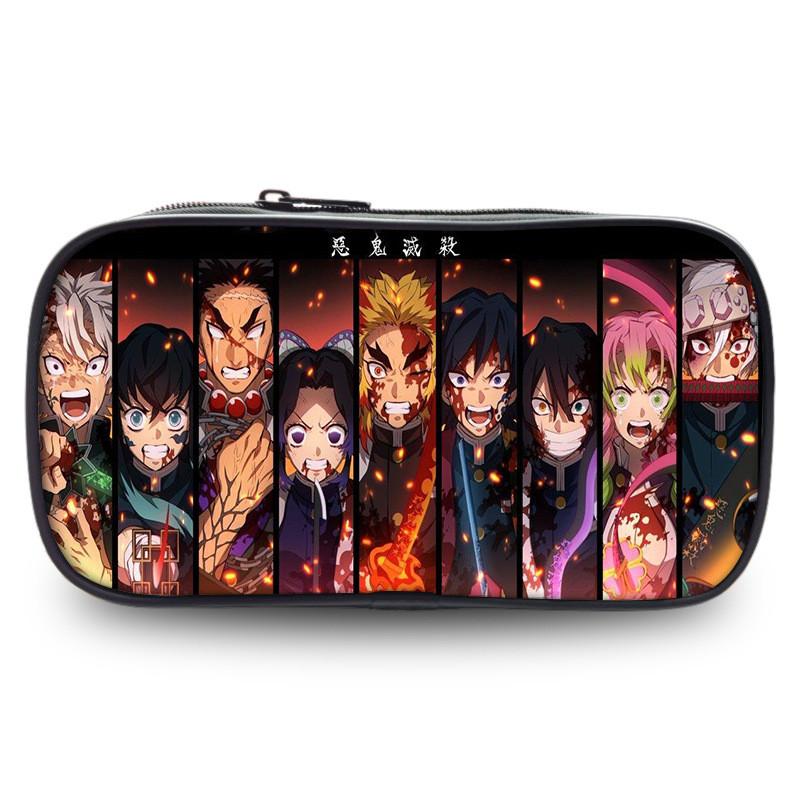 Spacious Oxford Demon Slayer Pencil Case For Students With Casual Style